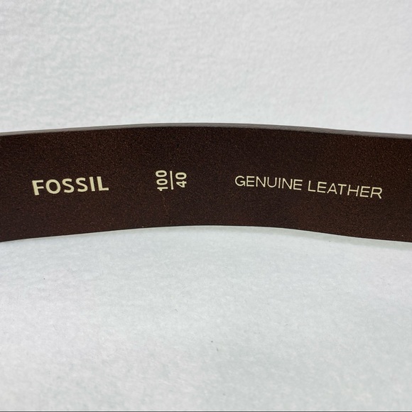 Fossil Pike Two Tone Brown Pebbled Leather Belt - Size 40 - NWT - Picture 8 of 10
